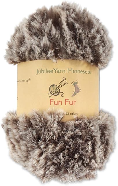 BambooMN Chunky Fluffy Faux Fur Eyelash Yarn - 100% Polyester - 100g/Skein - 2 Skeins - Wren