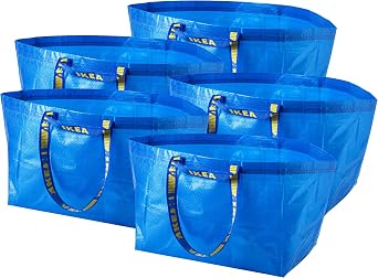 eLisa Ikea - 5X Frakta Blue Large Bags - Ideal For Outdoor Use & Storage Max Load - 25Kg ORIGINAL PACKING