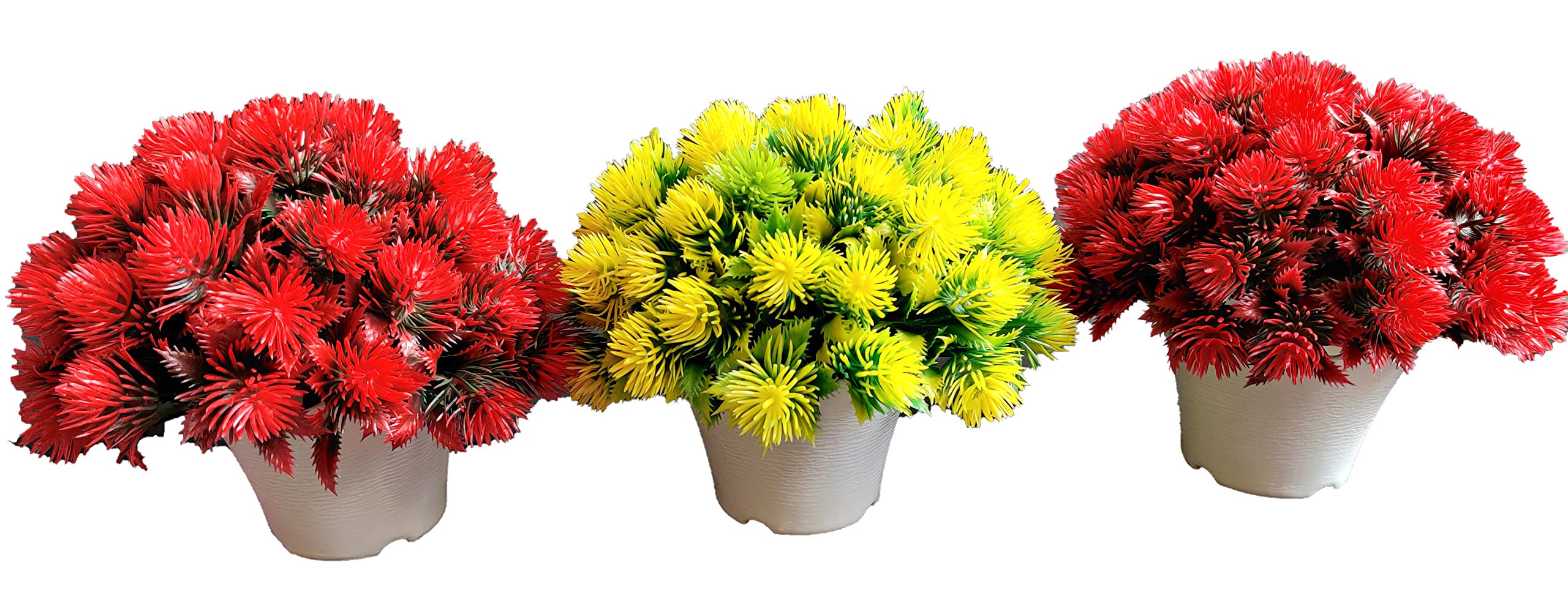 MOSU Artificial Mini Bonsai Plant Potted Fake Shrubs Topiaries Set of 3 Cute for(Home and Office Decoration Gift)(Height-15 cm Width-15cm)