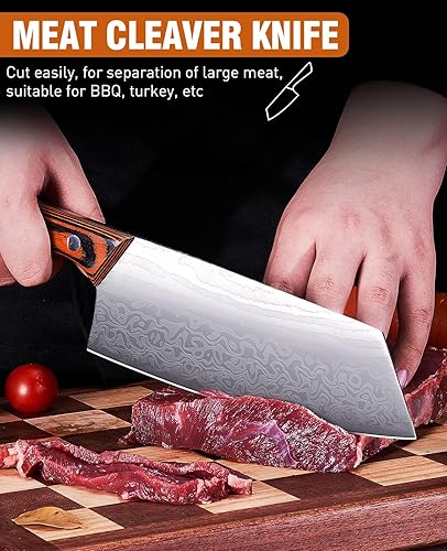 Miniatura 3 de Juego de 3 cuchillos de cocina de alta calidad, cuchillo de chef muy afilado, cuchillo de pan dentado para cortar carne y verduras, regalos de