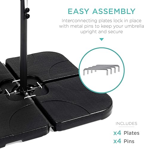 Miniatura 11 de Best Choice Products Juego de 4 piezas de 155 libras de capacidad de alta resistencia para sombrilla de patio con boquillas de fácil llenado