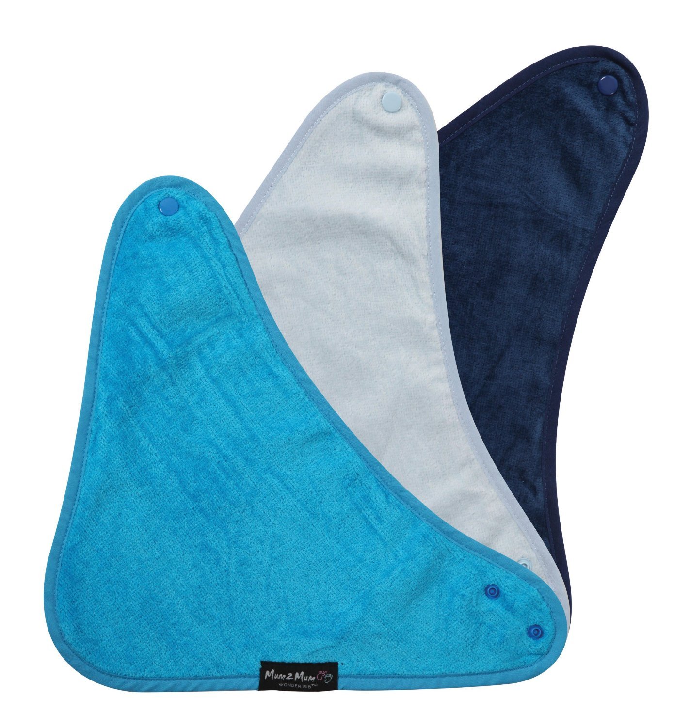 Mum2mum Navy, Baby Blue, Teal Mum 2 Mum Bandana Bib, 3 Pack