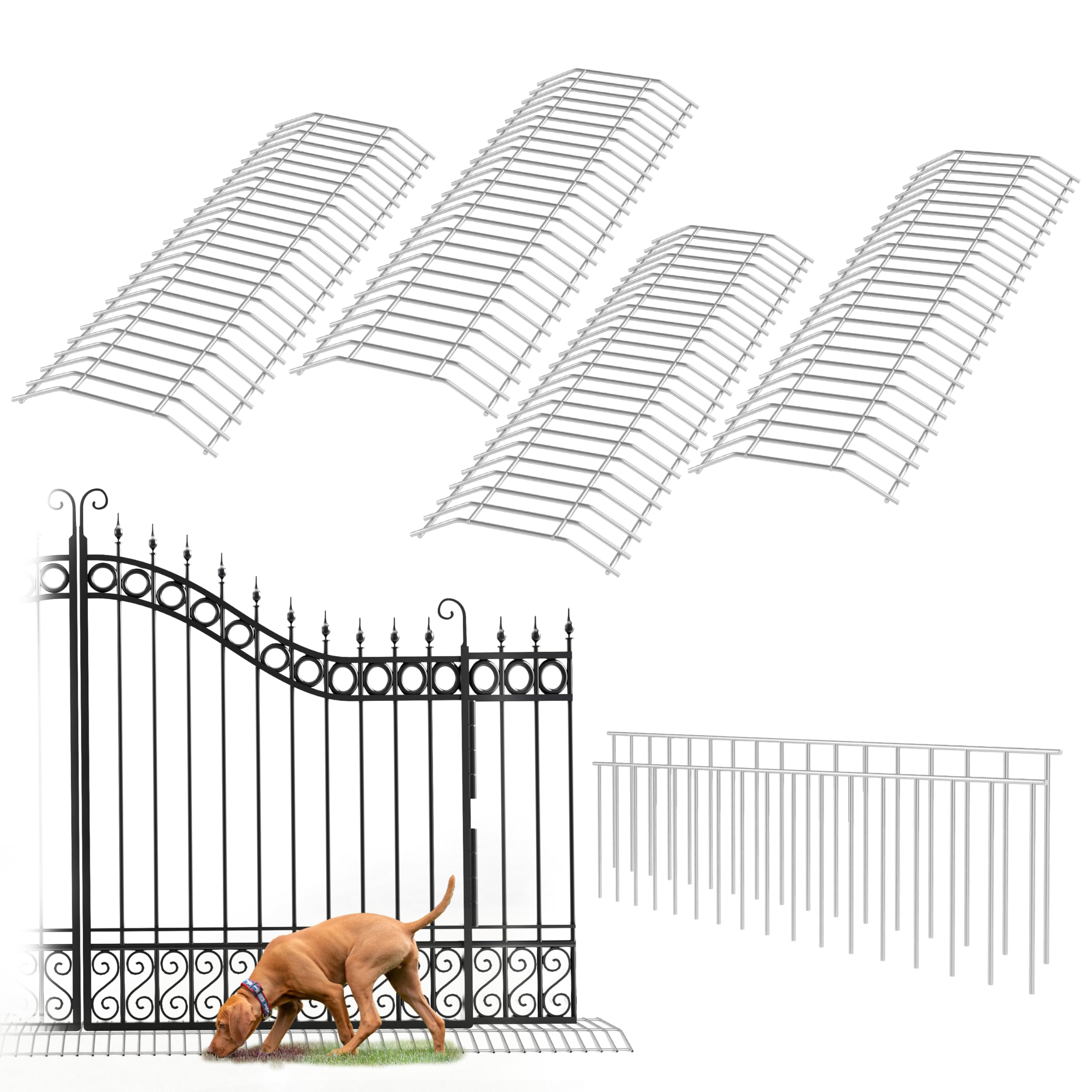 Dig Defence - Original Gate Plate - Underground Fence Gap Filler, Dog Digging Deterrent - 4 Pack with 2 SM/MD Animal Fence Barrier