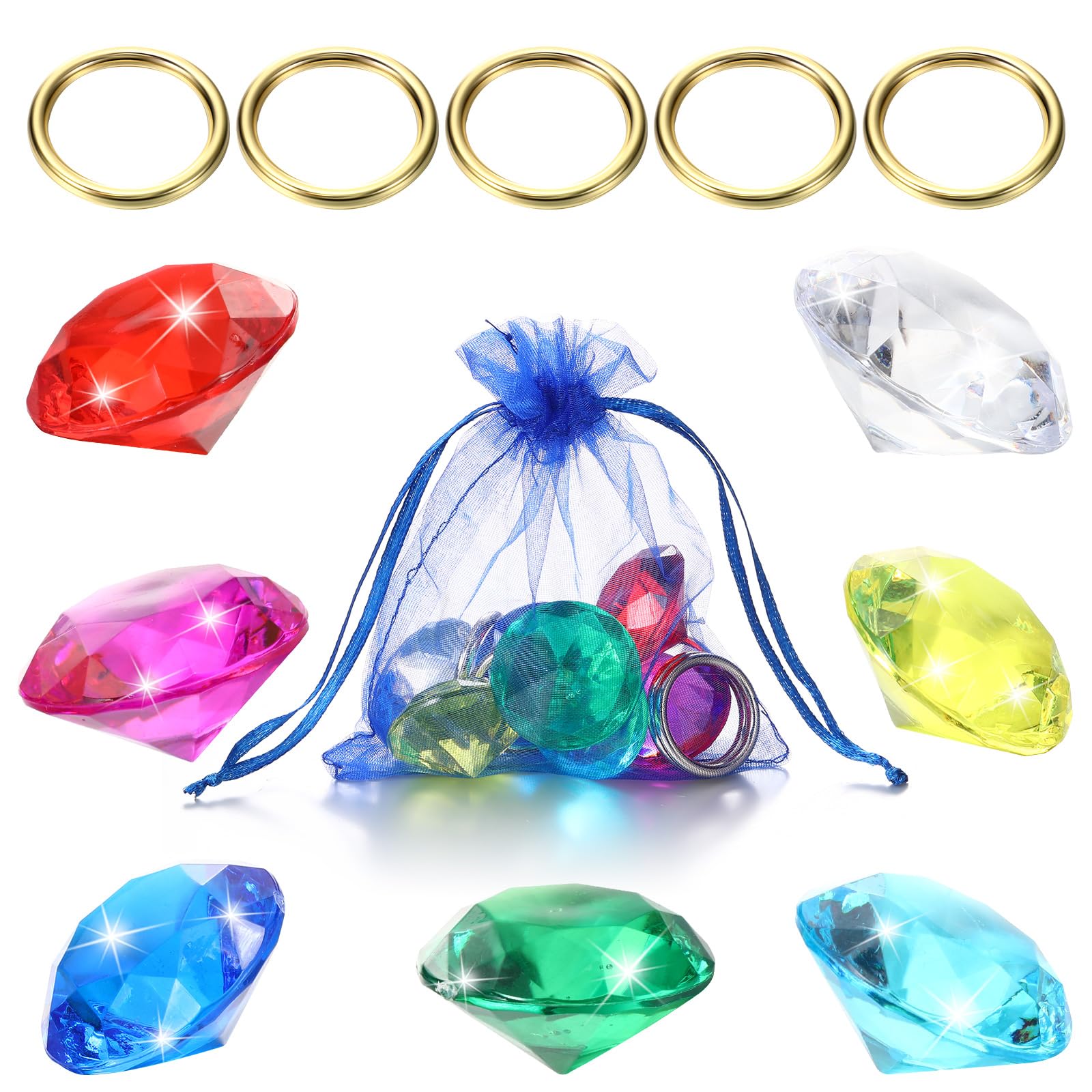 ZCYSRLQIN 12 Pcs Gold Round Set Acrylic Diamond Gemstone Jewelry Alloy Halloween Party Hunting Cake Ornament Gift Bag Blue Hedgehog Power,0.63 x 0.79 inches