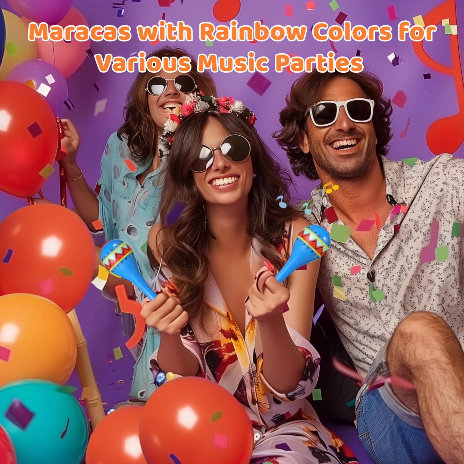 Bosreroy 48 Pcs Multi-Colored Maracas, 4.5 Inches Wooden Noisemakers, Perfect for Musical Fun at Birthdays and Parties