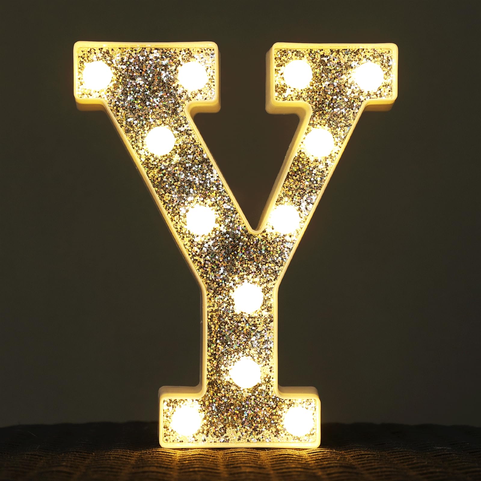 NWLIGHT LED Marquee Light Up Letters, 26 Alphabet Lighted Letter and 10 Number, Battery Powered Night Light for Room Decor, Home Birthday Wedding Bar Party Decoration, Shiny Silver Diamond (Letter Y)