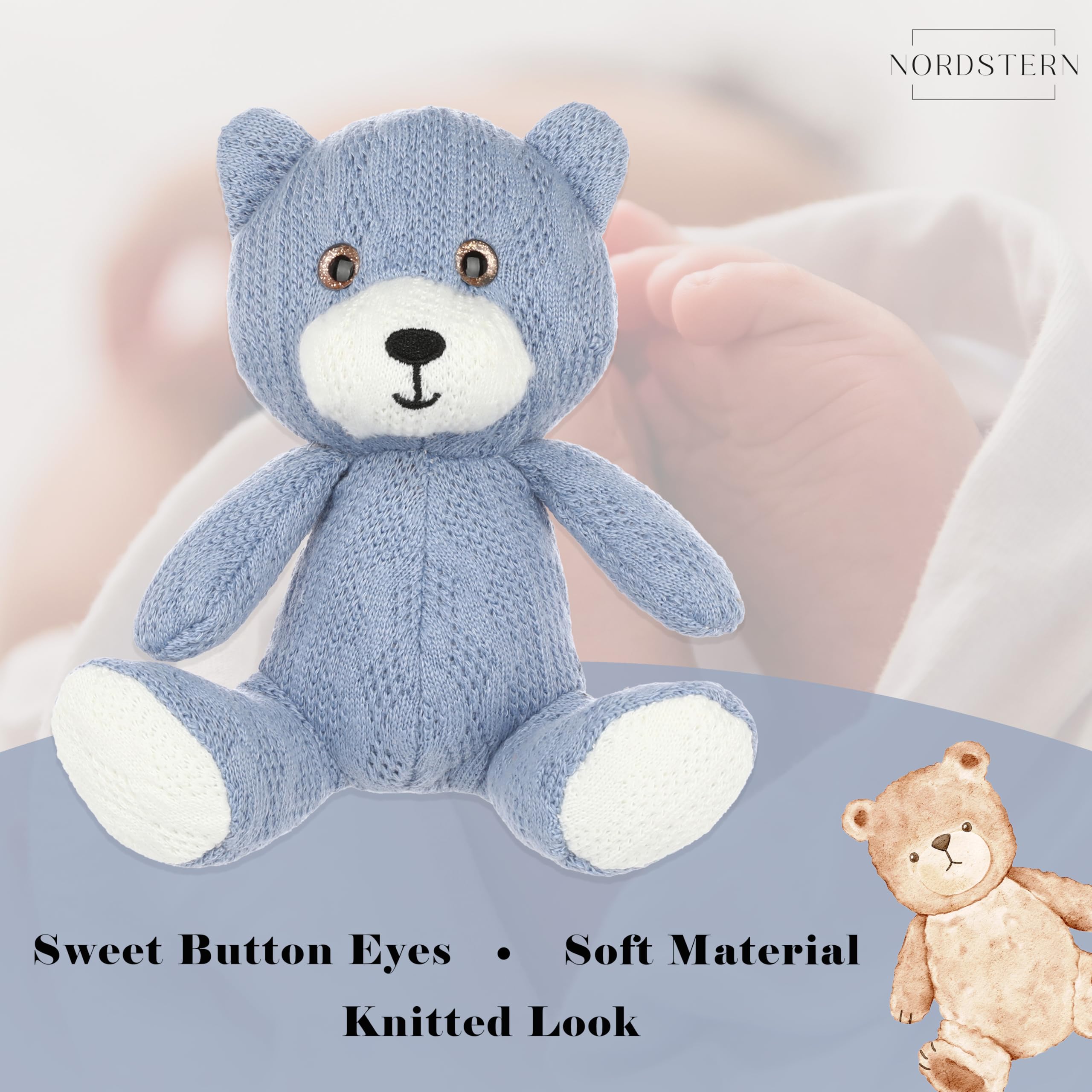 Nordstern Teddy bear with Comfort blanket- Baby Newborn Gift for Boys in Knitted Look - Image 3