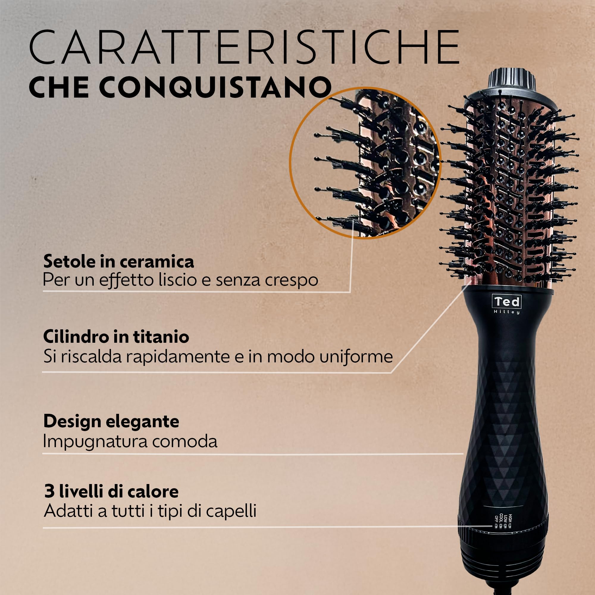 DuoStyle® Spazzola Elettrica per Capelli ad Aria Calda – Spazzola Asciugacapelli Lisciante – Spazzola Phon | Per Asciugare, Lisciare, Modellare e Dare Volume | Per tutti i tipi di capelli