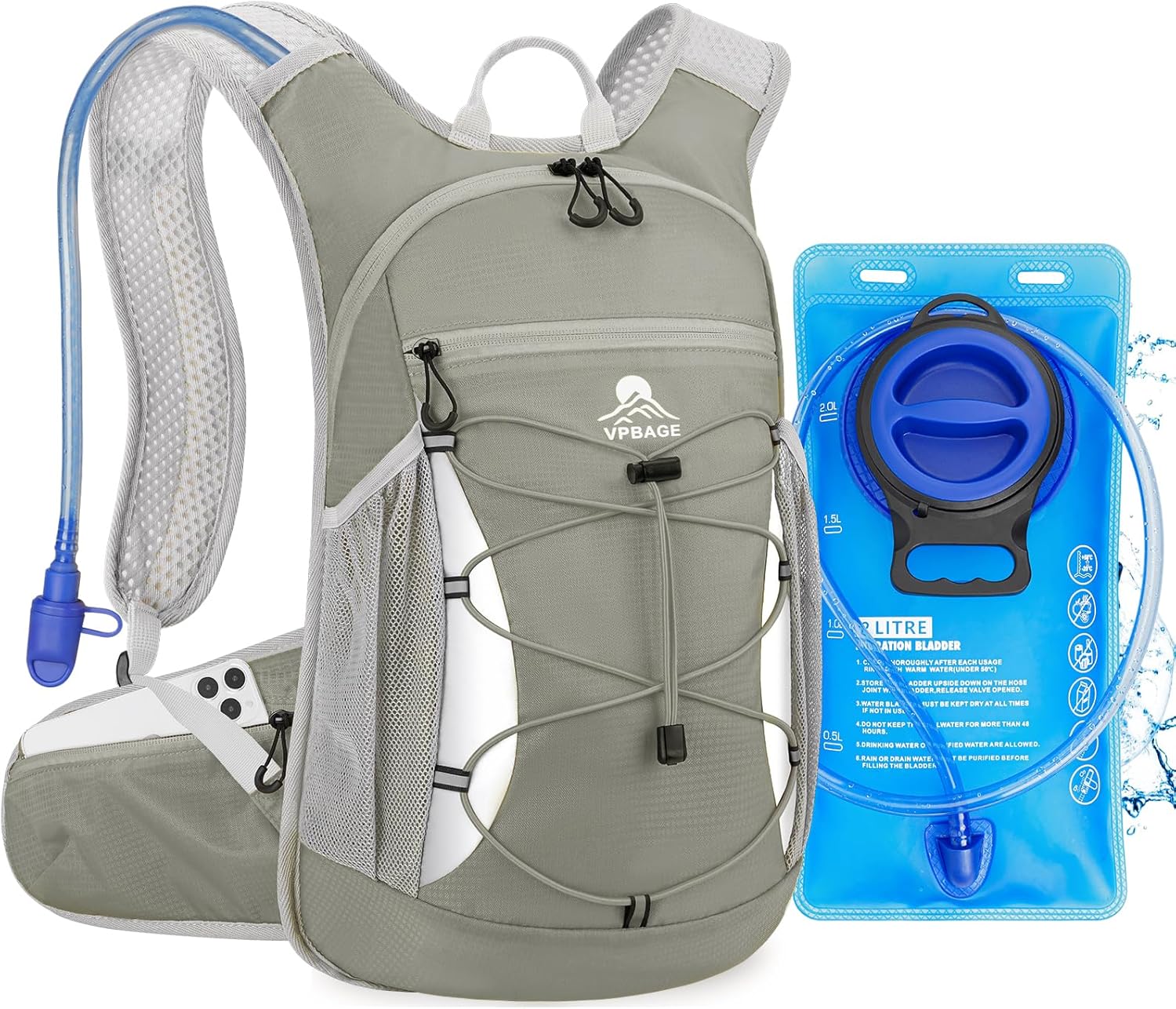 Mochila de senderismo para hidratación, mochila de agua para senderismo, mochila de agua con 15L para correr mochila de agua, para correr, ciclismo,