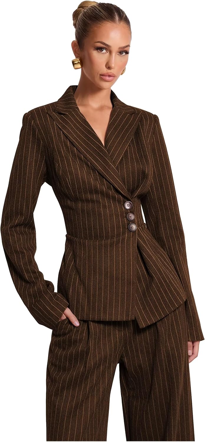 2 Piece Suits for Women Stripe Dressy Womens Suits Elegant Pants Suit for Interview
