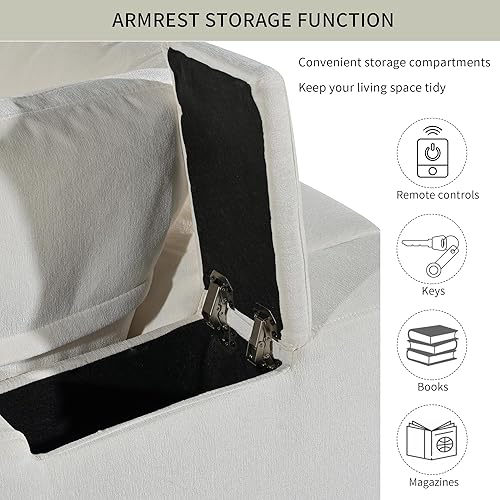 Miniatura 5 de Sofá modular en forma de L de combinación gratuita con puertos de carga USB, carga inalámbrica y altavoz Bluetooth integrado en el brazo, sofá