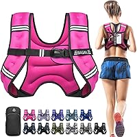 Vista 11 de BAGAIL Chaleco con peso de 5, 8, 10, 12, 15, 20, 25, 30 lbs, para caminar y perder peso, reflectante, con bolsa para teléfono, para mujeres