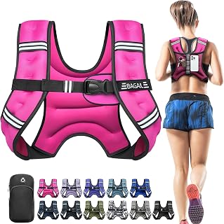 BAGAIL Comfort-Fit Weighted Vest for Woman, Even Weight Distribution, Faster Weight Loss, No-Chafe or Bounce for Walking & Running with Detachable Phone Pouch & Reflective Stripes (Available 5-30lbs)