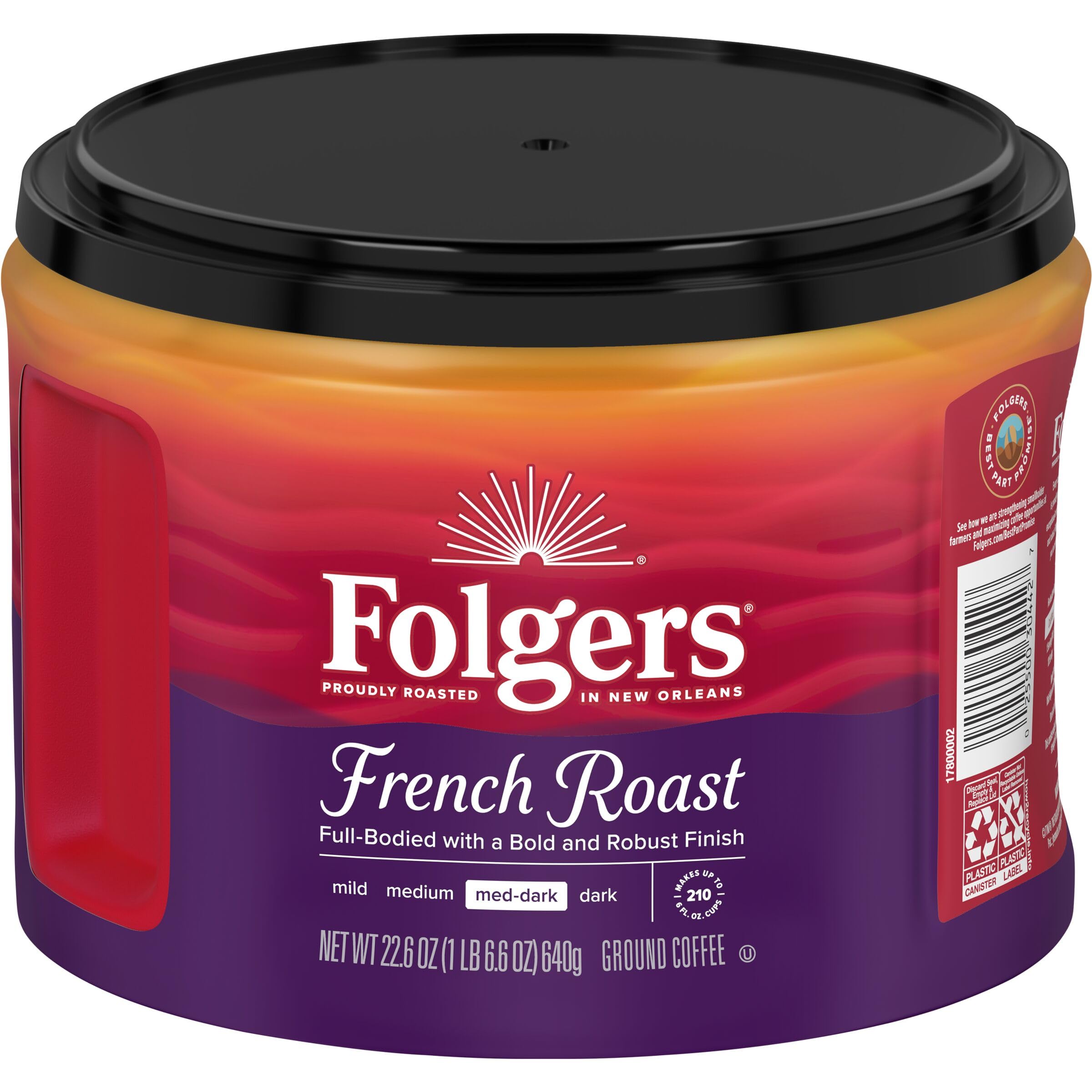 Folgers - Café French Roast | Café Molido Intensidad Media-Alta - 1 Lata de 640 g
