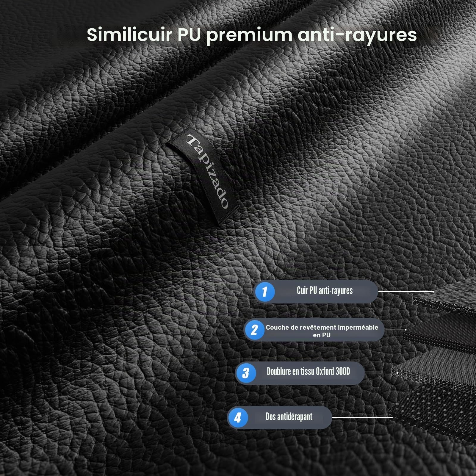 Housse de coffre pour SUV pour chiens avec cuir PU, couverture de coffre imperméable pour animaux de compagnie avec panneaux latéraux plus hauts, tapis de siège pour chiens pour SUV et