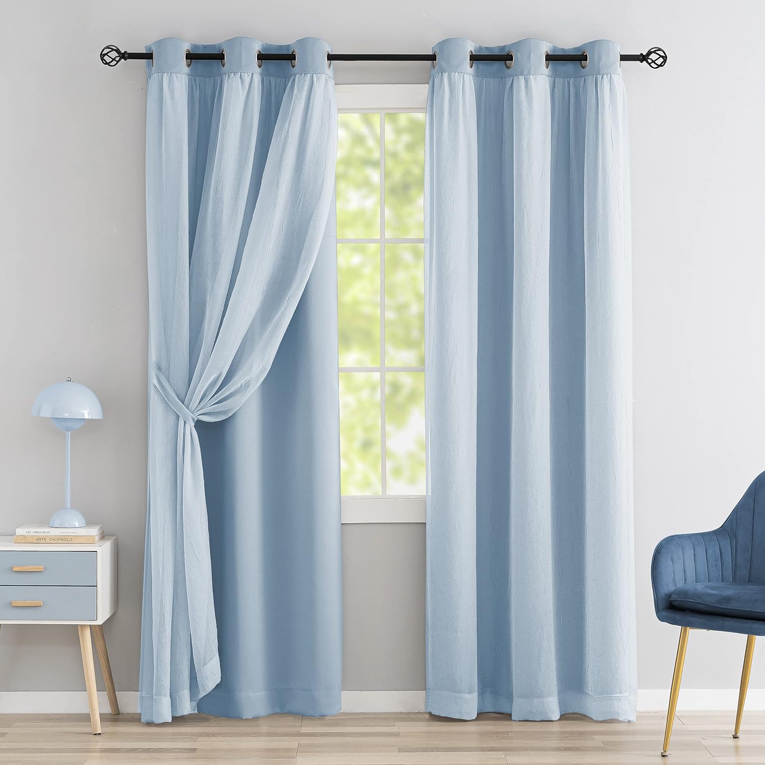 Amazon.com: AUFENLLY Blackout Curtains with Sheer Overlay Room ...
