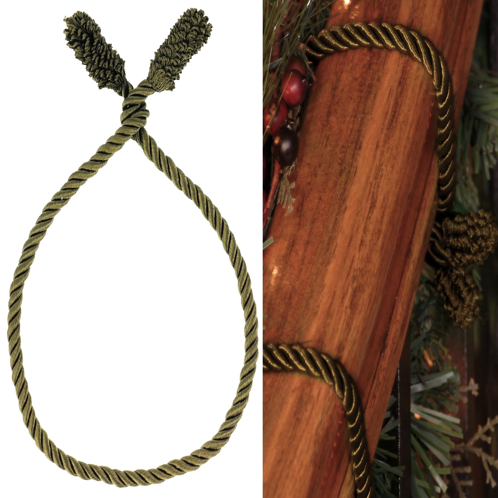 Haute Decor Decorative Twist Ties, 6 Pack, 16 inches (Olive Green) - Hang Garland, Lights, and Decorations with Style - Strong Inner Wire