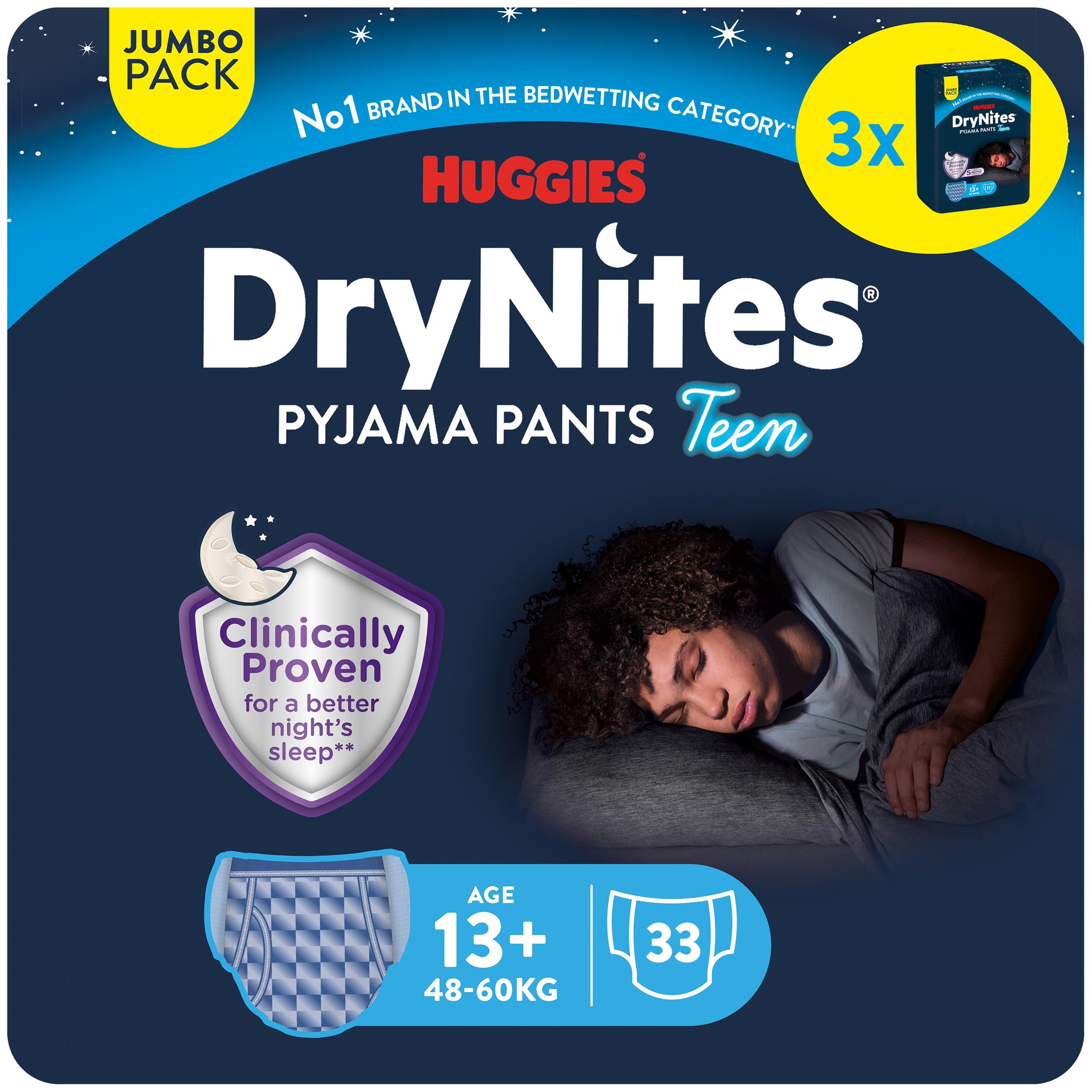 Huggies DryNites Pañales de Noche para Niño 4-7 (17-30 kg), Clínicamente Probado con 5 Capas de Máxima Protección Nocturna, 4 Packs de 16, Total 64 Calzoncillos Absorbentes — view 10