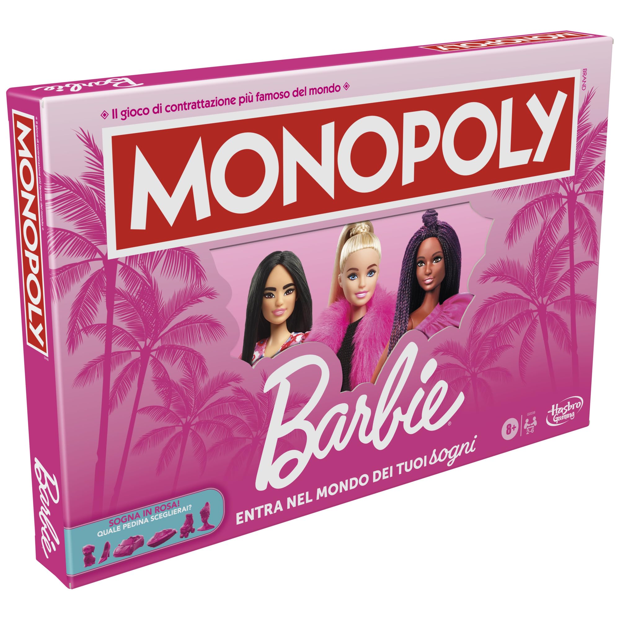 Hasbro Gaming Monopoly - Barbie Edition - Jeu de société pour Enfants et Filles à partir de 8 Ans - Jeu de Famille pour 2 à 6 Joueurs, Détails de Couleur Rose
