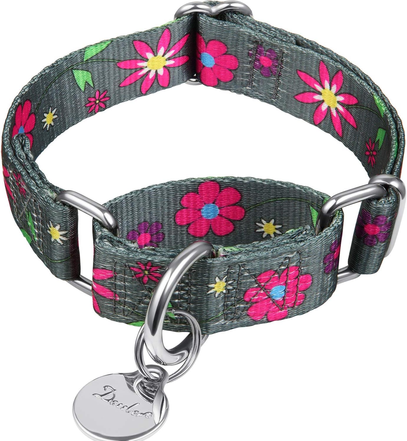Dazzber Martingale Collars for Dogs, Soft Adjustable Dog Collar, Durable D-ring Heavy Duty