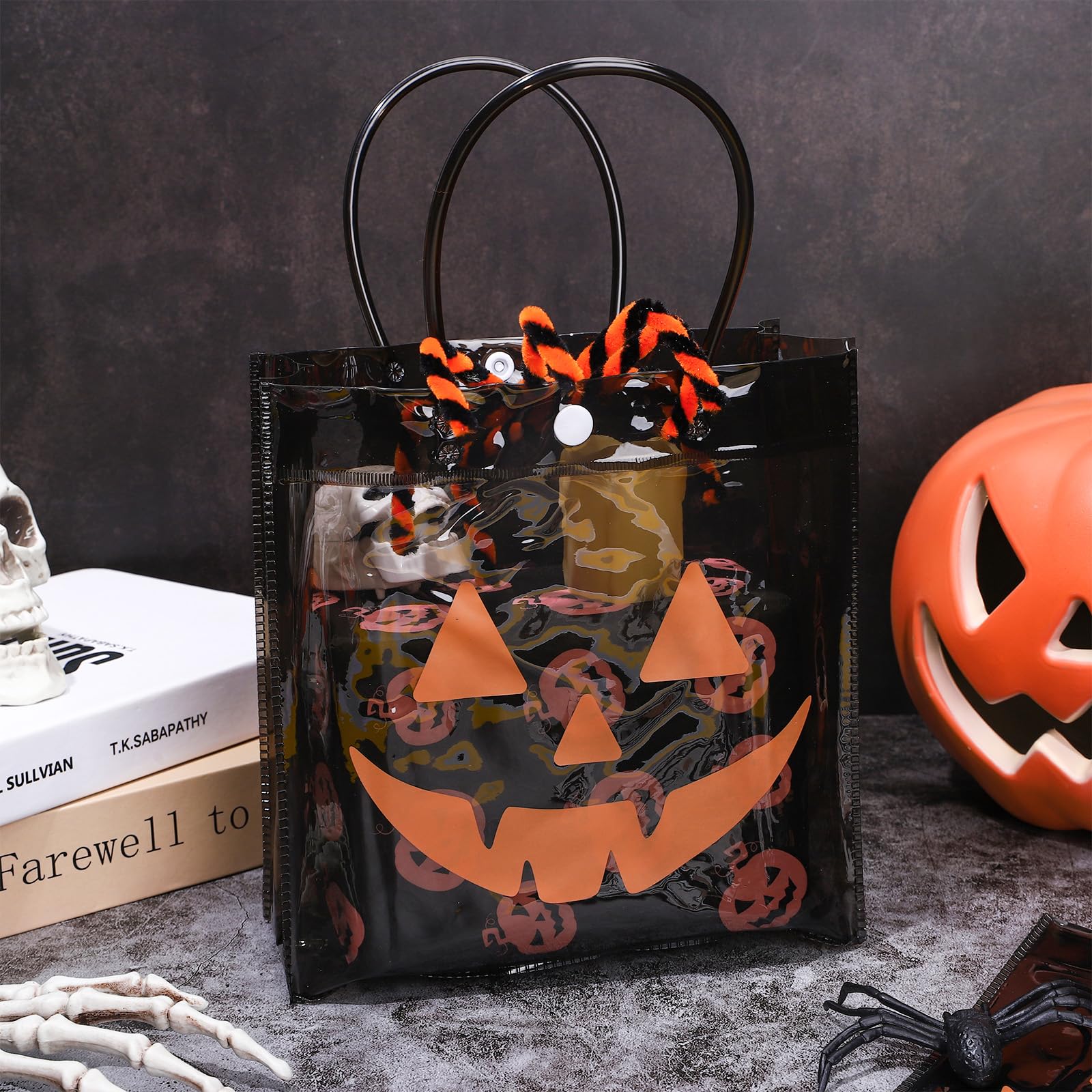 Amazon | Whaline(ホライン) ハロウィンクリアPVCギフトバッグ 顔を