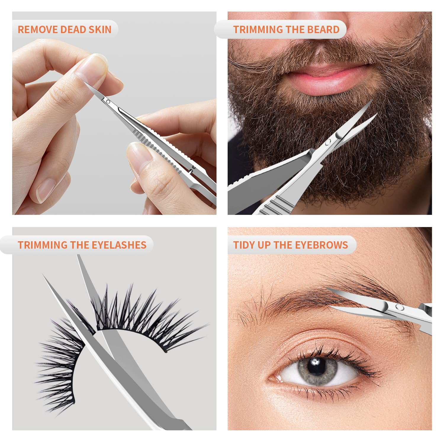 ZIZZON Ciseaux à cuticules Kit de toilettage professionnel à pointe pointue extra fine incurvée pour les sourcils, les cils, les ongles et la peau sèche
