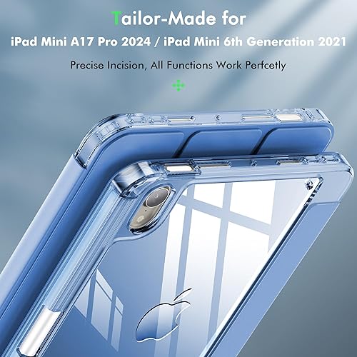 Miniatura 7 de INFILAND Funda para iPad Mini 6 (8.3 pulgadas, 2021), parte trasera ultra transparente y funda de piel sintética. Protección contra caídas de 6 pies