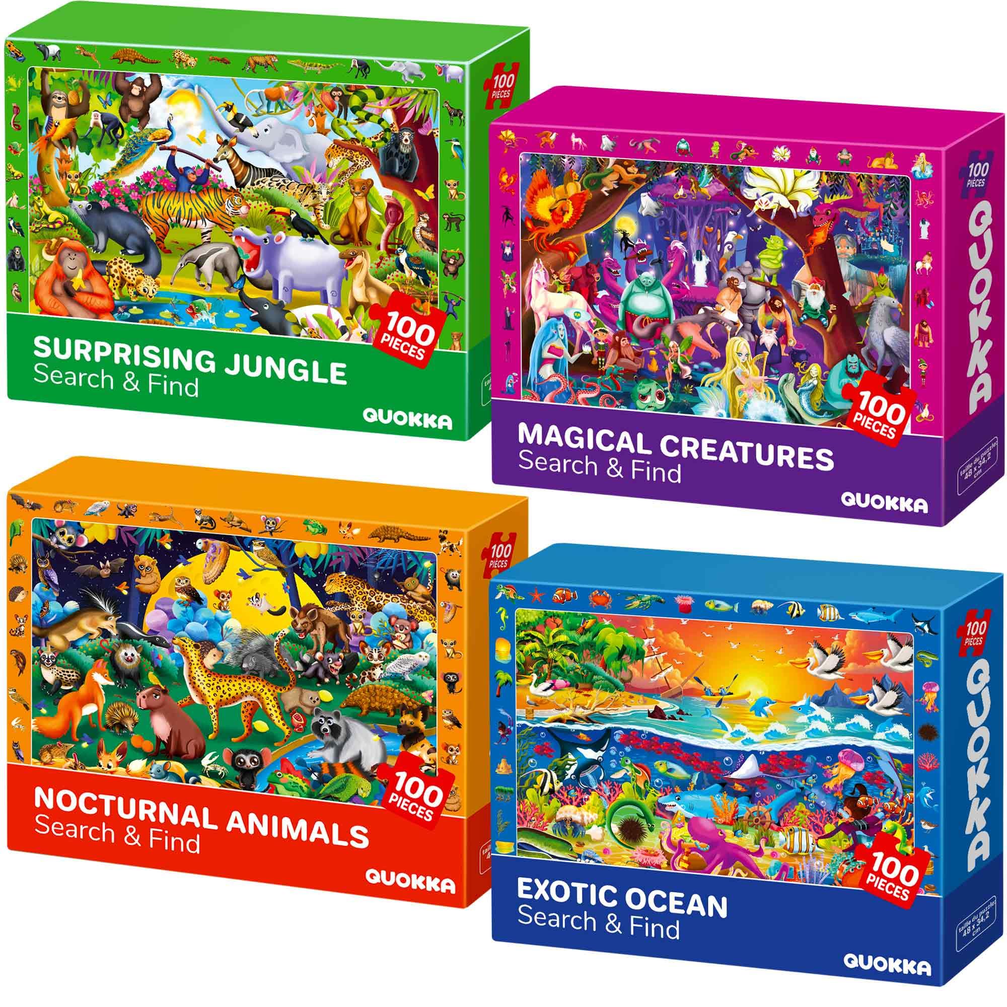 QUOKKA Kids Puzzles For 3 4 Year Olds, 4x100 Piece Jigsaw Puzzles For Children Age 5-8