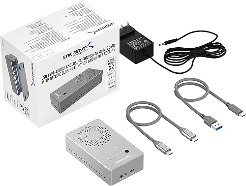 Miniatura 9 de SABRENT Estación de acoplamiento dual USB tipo C sin herramientas para SSD PCIe NVMe M.2 con función de clonación sin conexión (EC-SSD2)