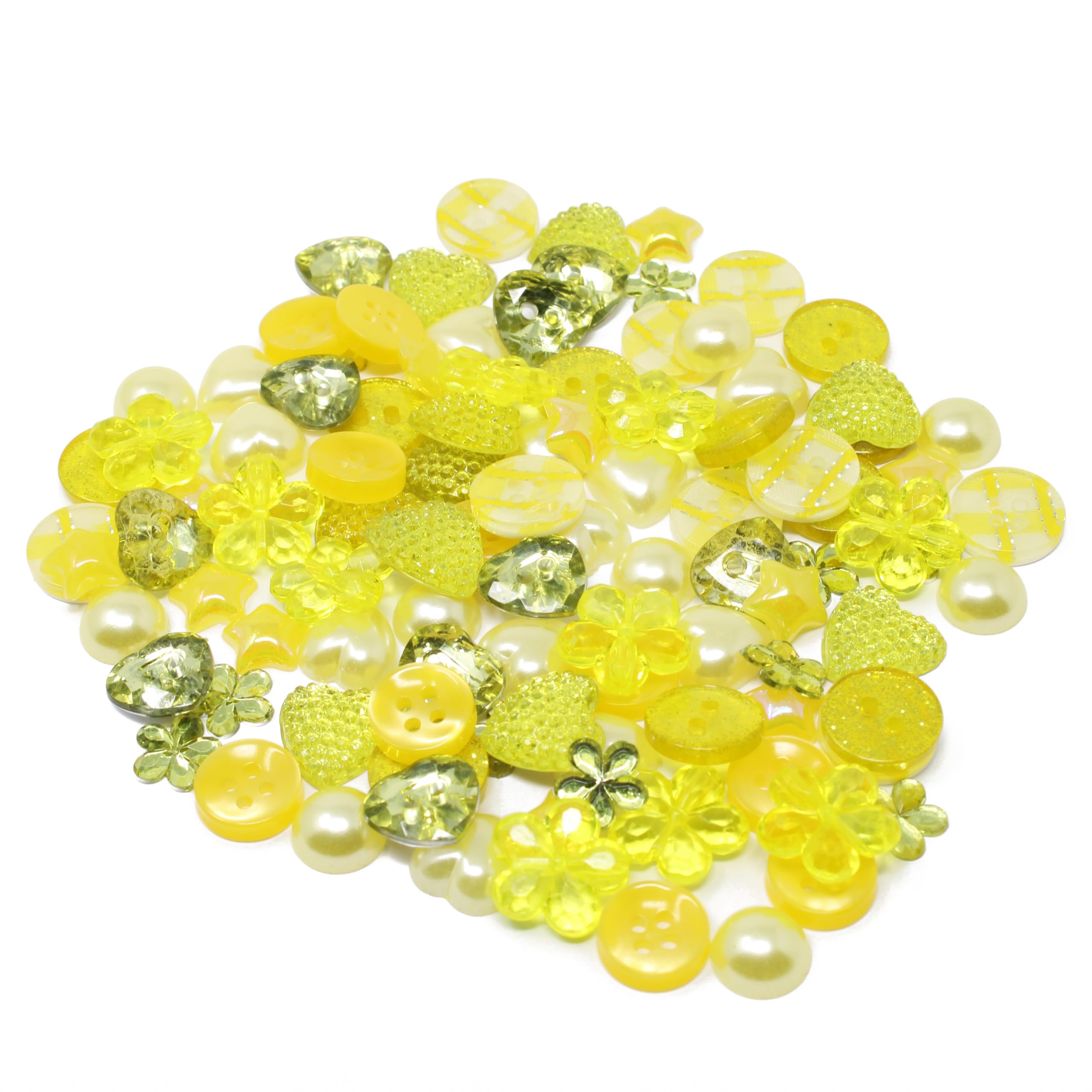 Special Touches Yellow 100 Mix Acrylic & Resin Buttons & Flatbacks For Cardmaking Embellishments