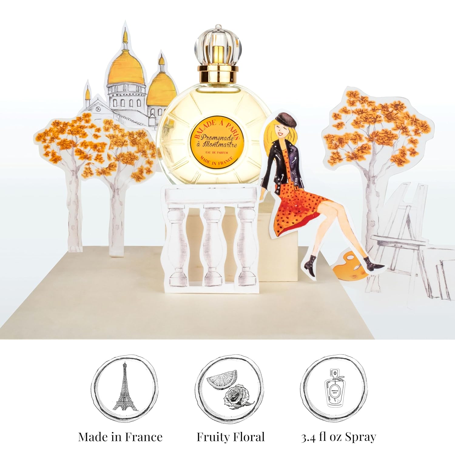 Jeanne Arthes, FRENCH WAY OF LIFE, Balade à Paris, Promenade à Montmartre Eau de Parfum, Spray perfume for women, Fruity Floral, Notes of Bergamot, Mandarin, Orange Pulp, Made in France, 3.38 Fl.oz - Image 4