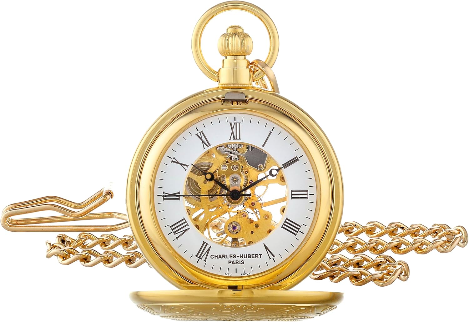 Charles-Hubert, Paris Gold-Plated Mechanical Pocket Watch