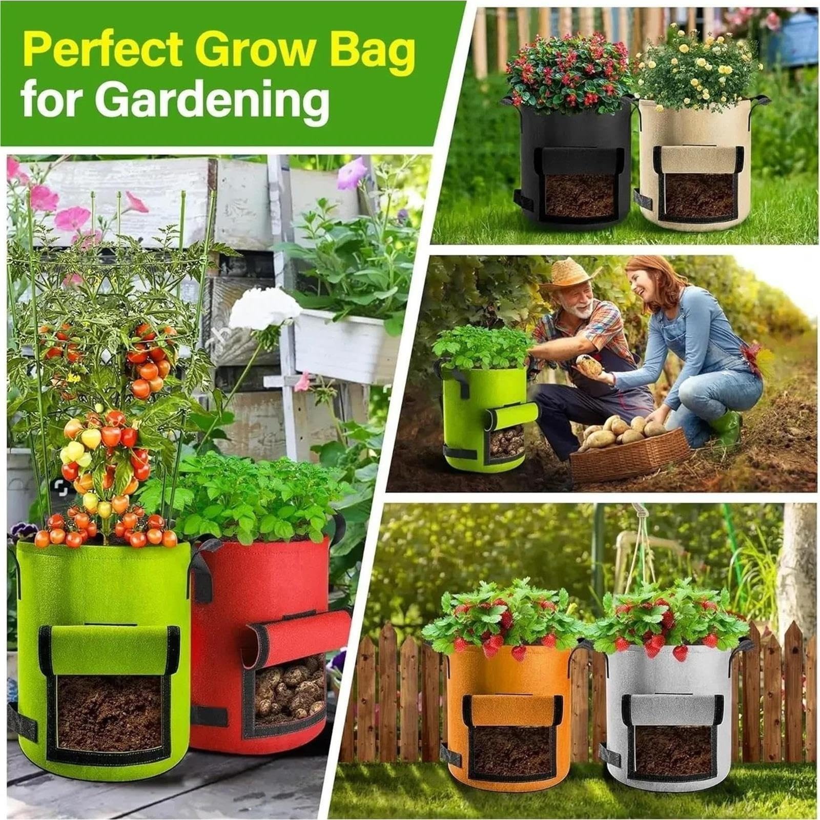 Bolsas de Cultivo de Patatas Bolsas de cultivo plantas fieltro 5/10 galones | Jardín de tela no tejida(Black S-10PCS)