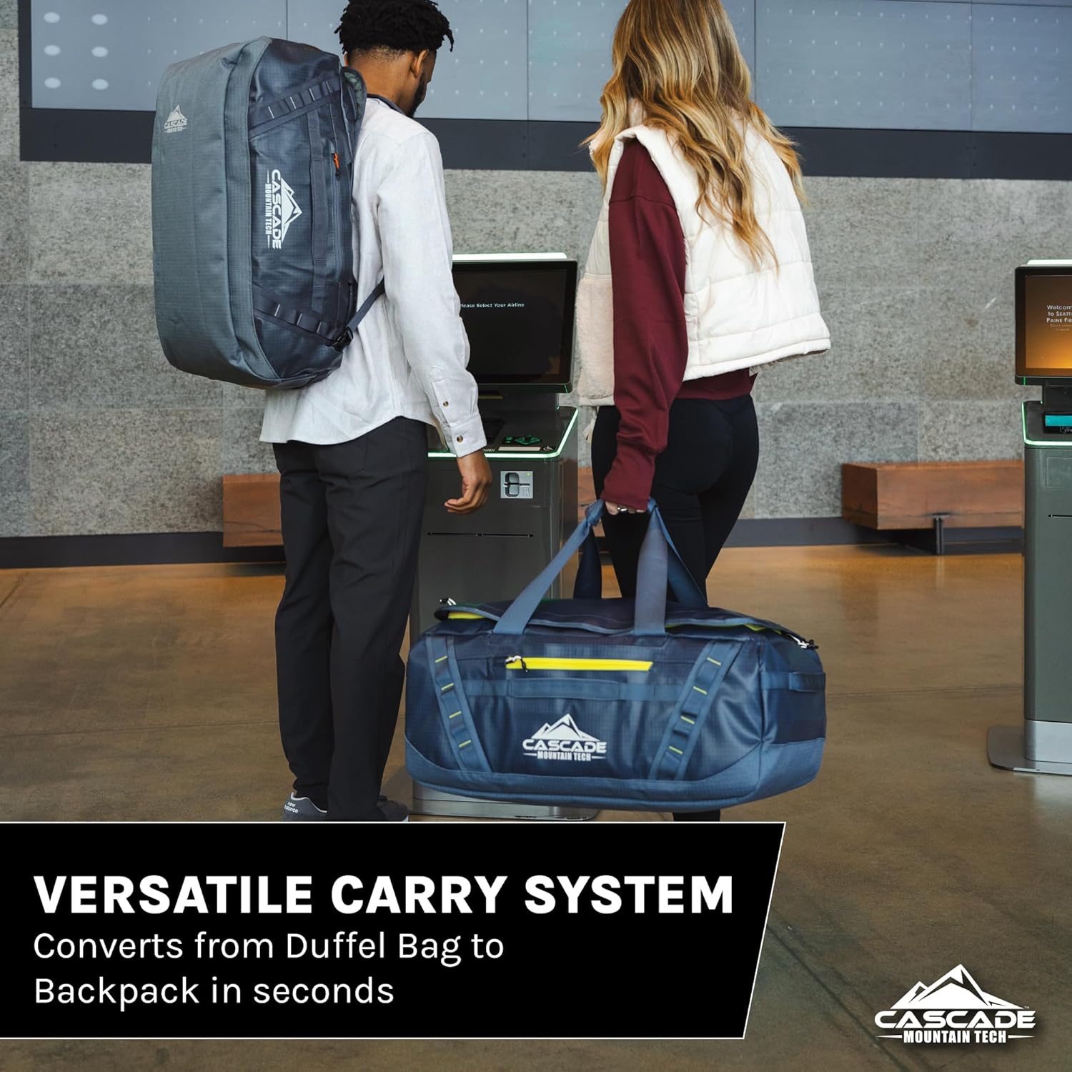 Cascade Mountain Tech 60L Duffle Bag, Convertible Travel Duffel Bag for Men Women, Water Resistant & Tear Resistant - Image 8