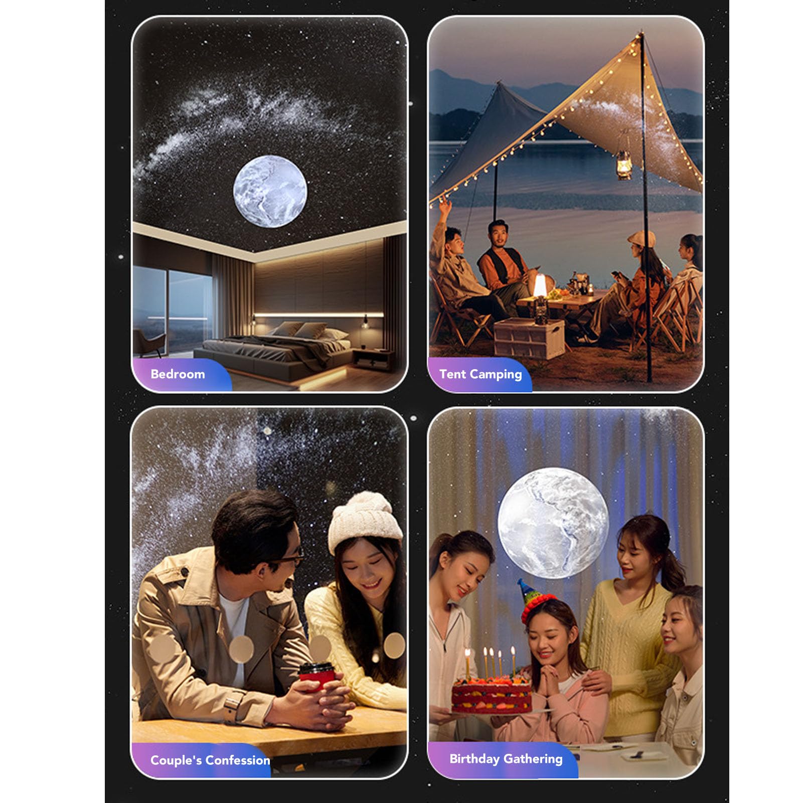 TOPINCN Projecteur D'étoiles, Veilleuse Galaxie avec Projection 3D, Bluetooth et Bruit Blanc pour la Décoration de la Chambre D'enfants et D'adultes