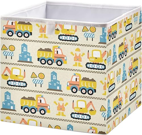 Cubos de almacenamiento de tela plegables de dibujos animados con asas, organizador cuadrado de armario, forro impermeable para estantes, gabinete,