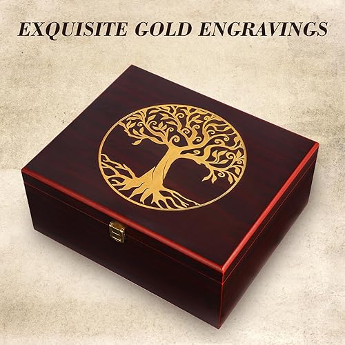 Miniatura 4 de Tree of Life - Caja de recuerdos de madera, cajas decorativas de madera con tapascajas de recuerdo con tapas, cajas de almacenamiento decorativas de