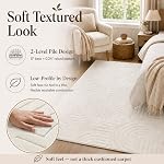Tapis lavable 5x7 AG Home, tapis boho doux à profil bas, tapis antidérapant avec design texturé neutre, tapis lavable en machine pour salon, chambre, salle à manger, crème