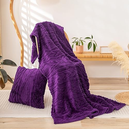 Miniatura 3 de YUSOKI Manta de sherpa con diseño elegante 3D súper suave, mullida, acogedora y cálida, manta peluda de felpa gruesa y esponjosa para adolescentes,