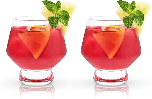 Miniatura 10 de Viski Raye - Juego de 2 vasos de cristal transparente con pies, juego de 2 vasos de cóctel sin tallo, 8 onzas