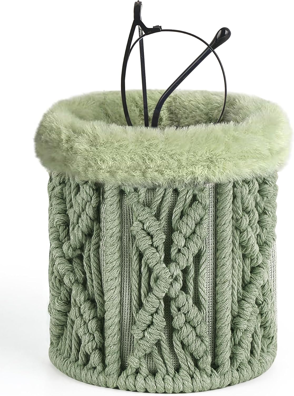 Mkono Glasses Holder for Nightstand Plush Lined Glasses Stand for Multiple Eyeglasses Boho Decor Eyeglass Case for Office