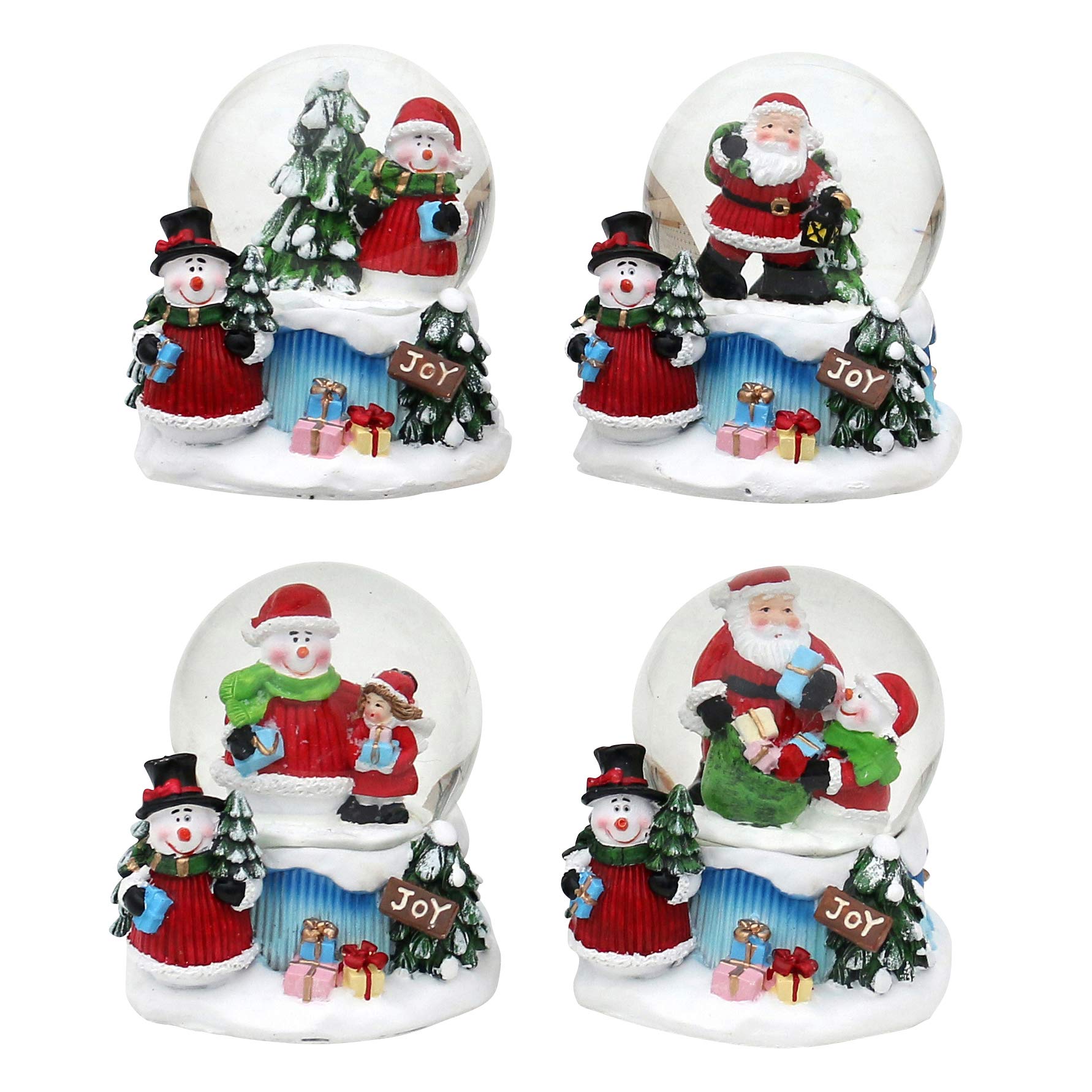 Boule à Neige Dekohelden24 – Père Noël Avec Ours, Socle Bleu, Paysage Hivernal, Dimensions 9x7 Cm (Diam. 6.5 Cm)