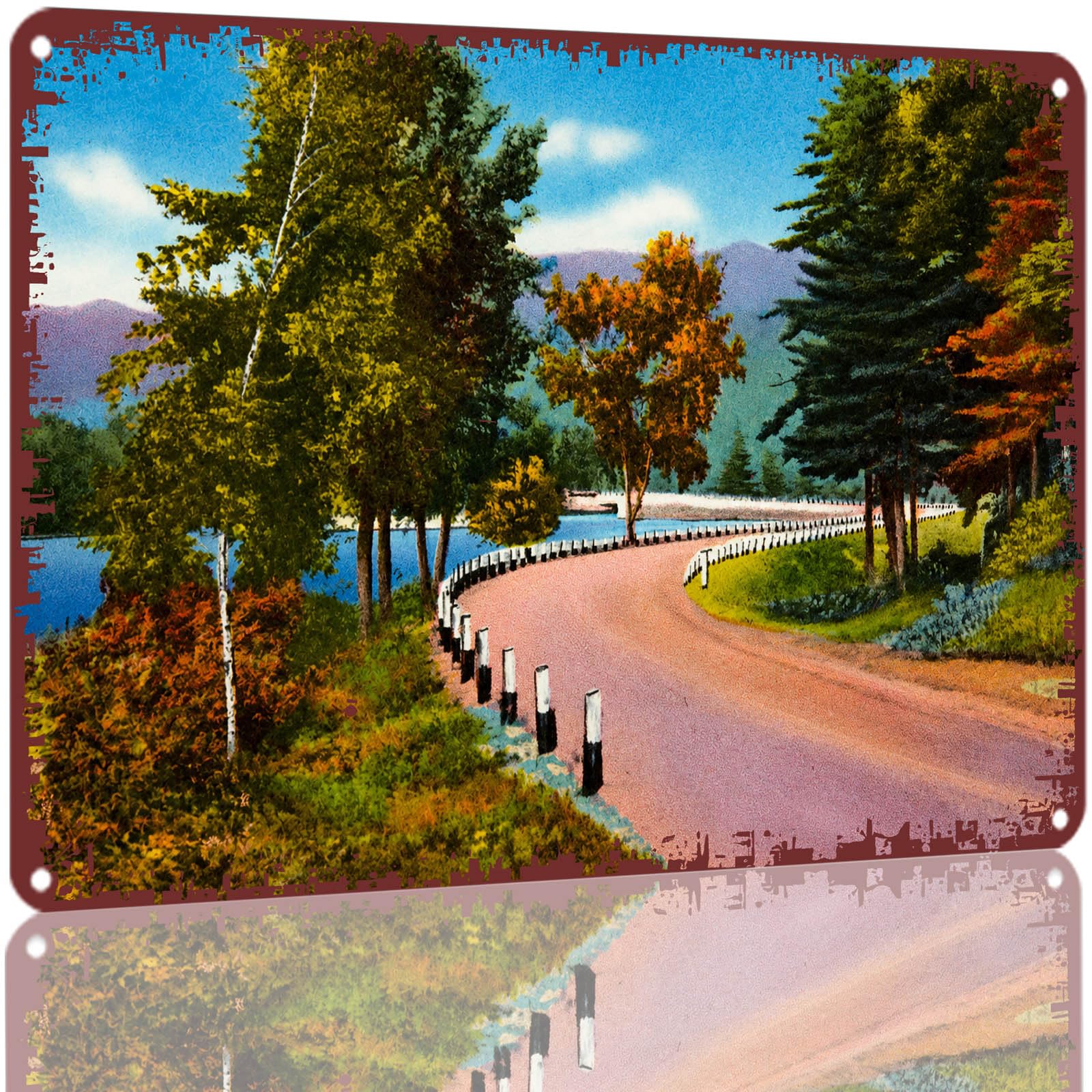 Kwqdozf As Pic Vintage Autumn Landscape Metal Tin Sign 8X12inch Aluminum Wall Decor For Ho