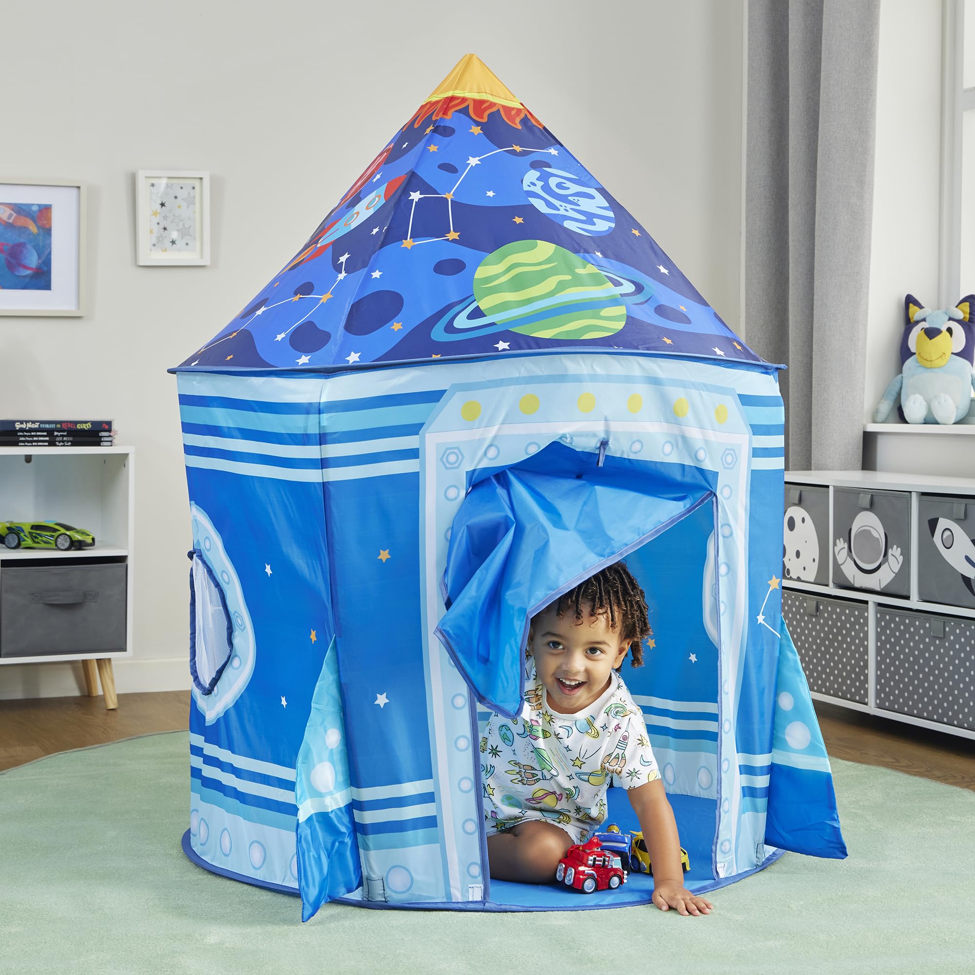 Liberty House Toys Rocket Play Tent, Blue, Dia100 x H135 cm, 100 cm x 100 cm x 135 cm