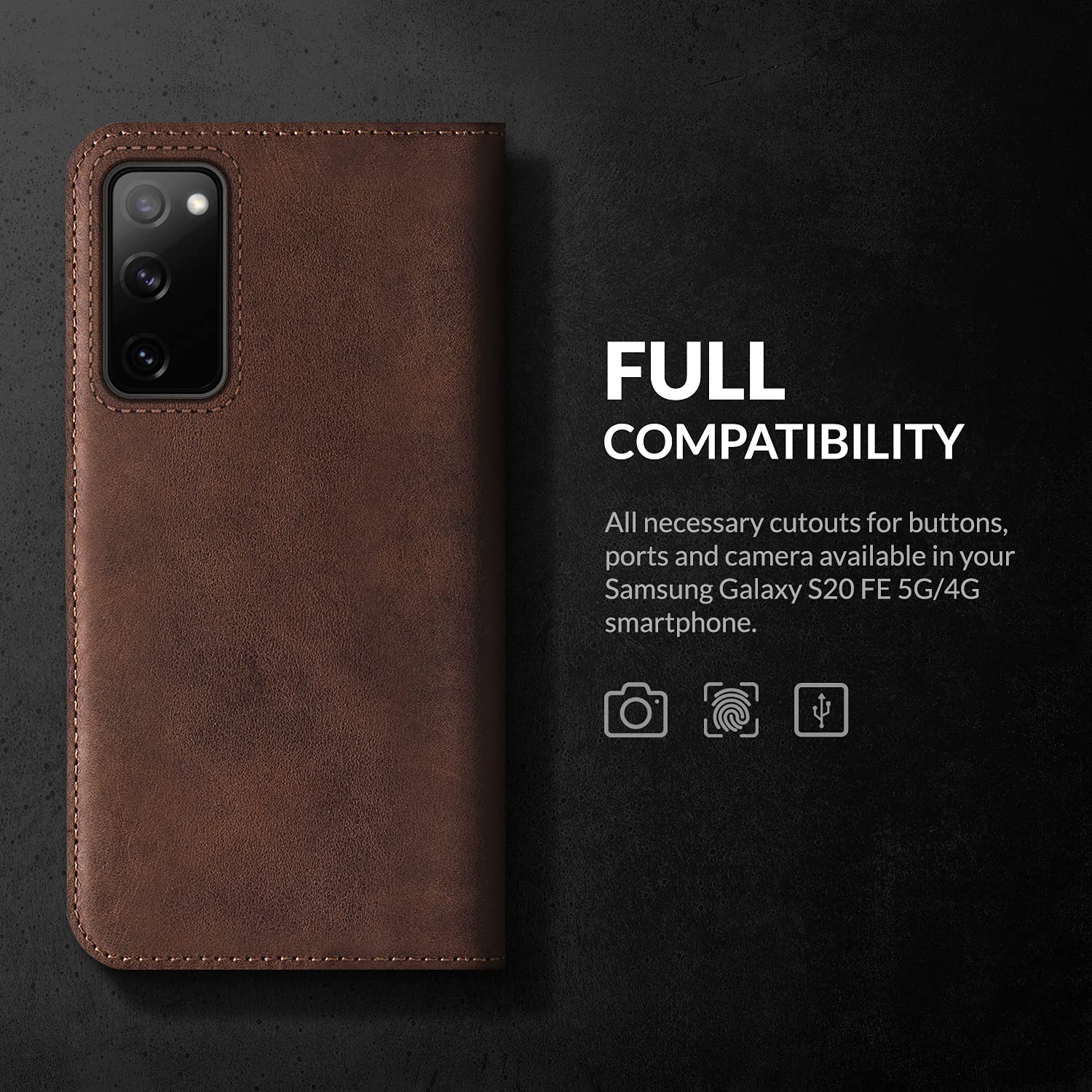 SURAZO Inteligentne magnetyczne etui na telefon komórkowy Samsung Galaxy S20 FE 4G i 5G – etui premium z prawdziwej skóry z motywem łapy – etui z klapką z kieszenią na karty, ochroną RFID, ręcznie