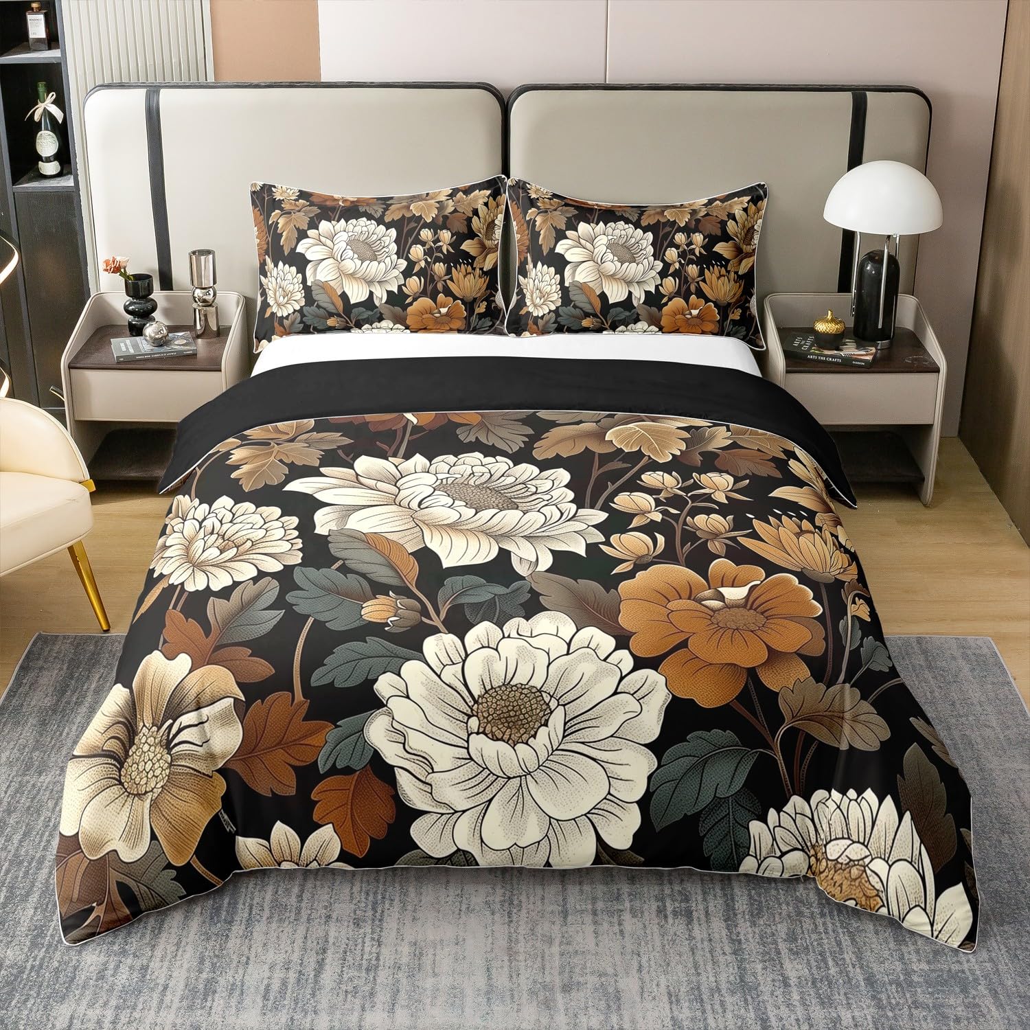 Parure de lit fleurs botaniques pour chambre d'enfant boho chic