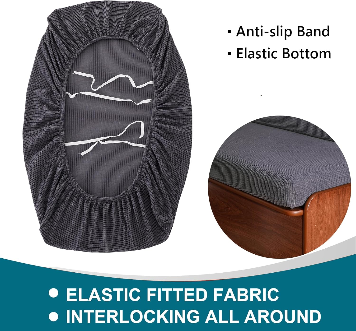 KRFOONN RV Dinette Cushion Covers Stretch Camper Cushions Cover Replacement Couch Cushion Slipcovers Washable Loveseat Slipcovers for Travel Trailer Couch (2 Backrest Cover & 2 Bench Cover, Dark Gray)