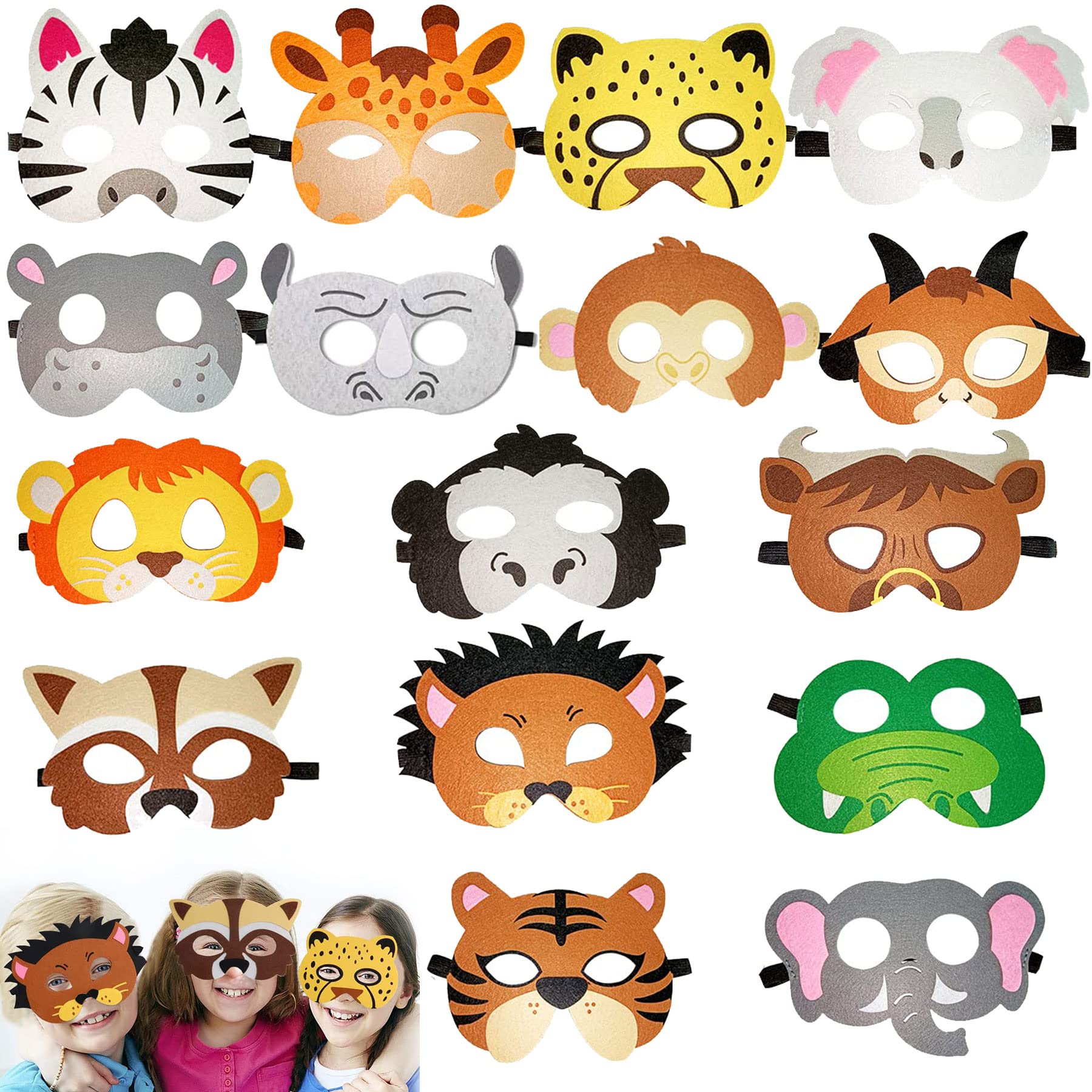 Animal Masks for Kids Felt, 16 Masks Felt Masks for Kids, Animal Masks, Party Masks for Kids, Birthday Masks, Kids Masks