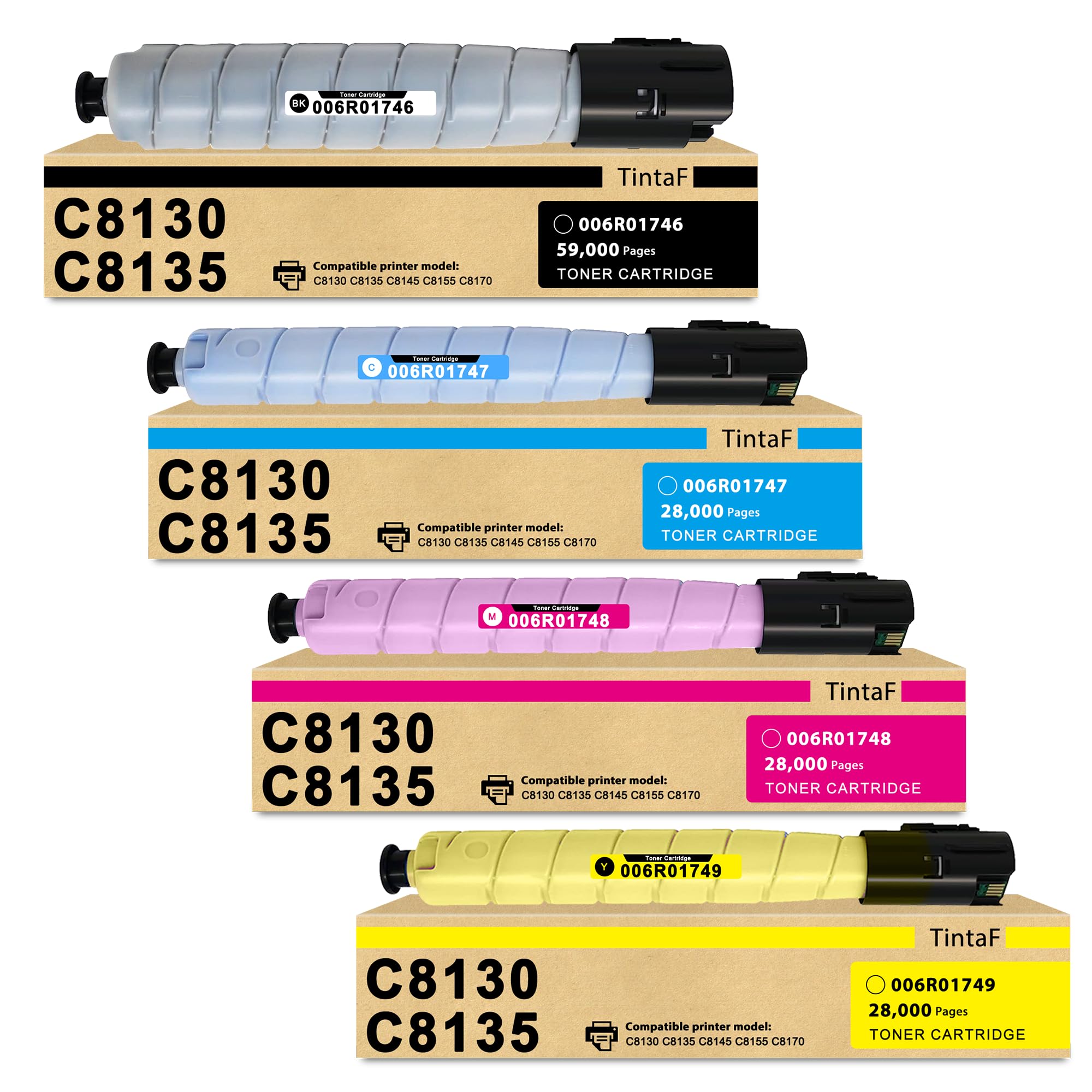 TintaF AltaLink C8130 C8135 Toner Cartridge C8135 Replacement for Xerox 006R01746 006R01747 006R01748 006R01749 Toner Work with AltaLink C8130 C8135