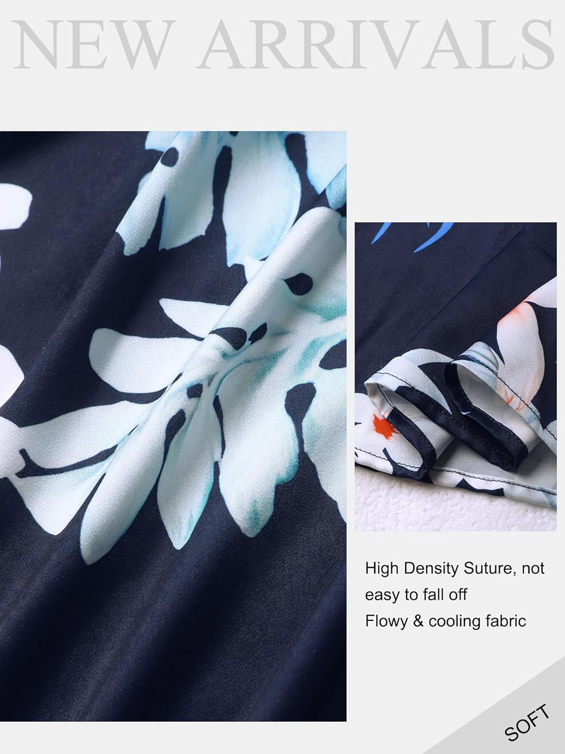 ZXZY Women's Hawaiian Shirts Long Sleeve Tropical Tops Button Down Dressy Casual Blouses - Image 3